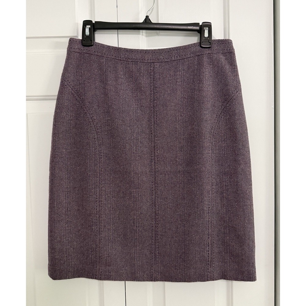 Coldwater Creek Women's 8P Skirt Purple Tweed Wool Blend Career Workwear